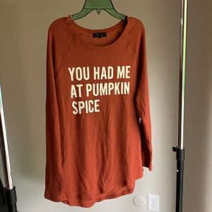 Cozy fall pumpkin spice “sweater” top